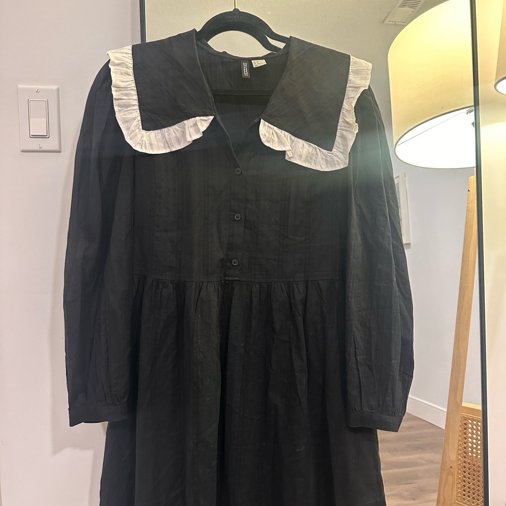 H&M Black Dress with White Collar